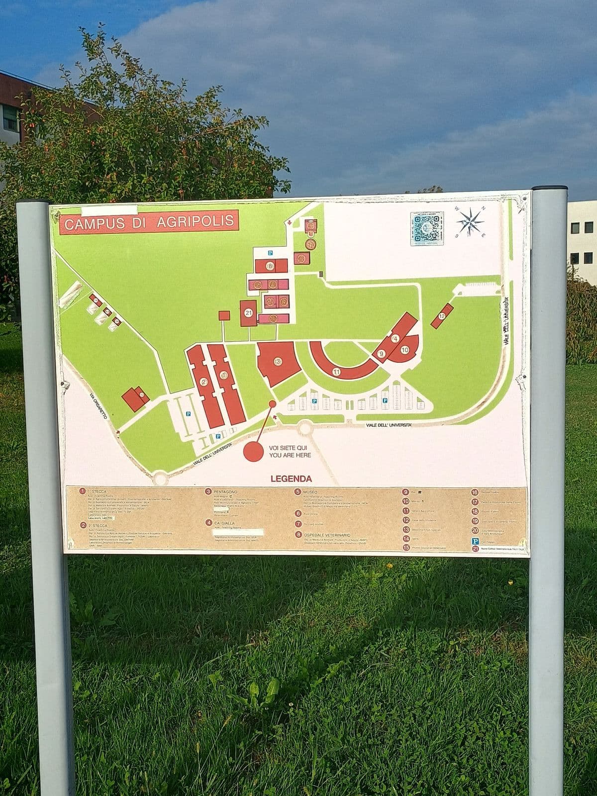 The campus map by the entrance: find your building before you set off